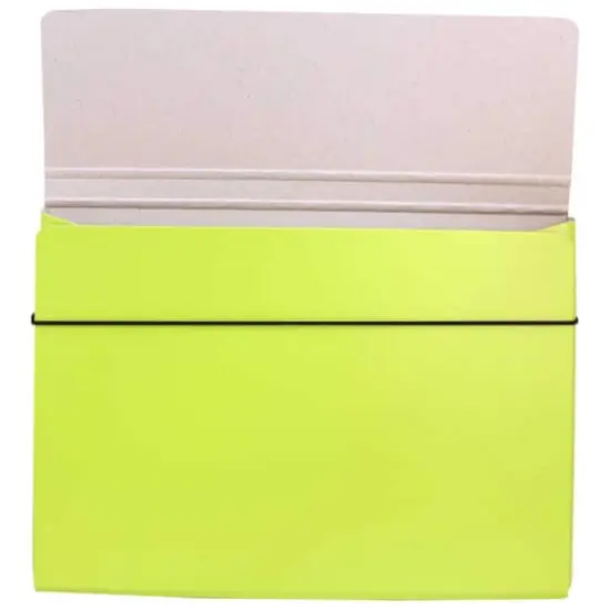 JAM Paper Strong Thin Portfolio Carrying Case with Elastic Band Closure Lime Green {5}