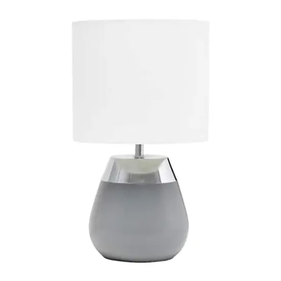 Simple Designs 14" Metal Touch Table Lamp Gray And Chrome Base {1}
