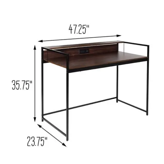 Honey Can Do Walnut & Black Computer Desk {10}