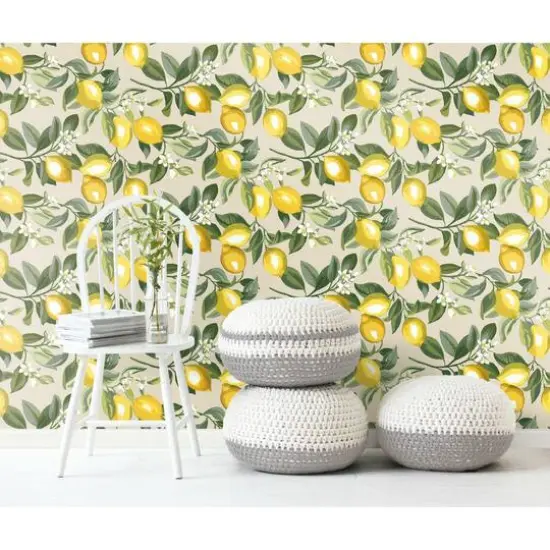 RoomMates Lemon Zest Peel & Stick Wallpaper Yellow/Beige {7}