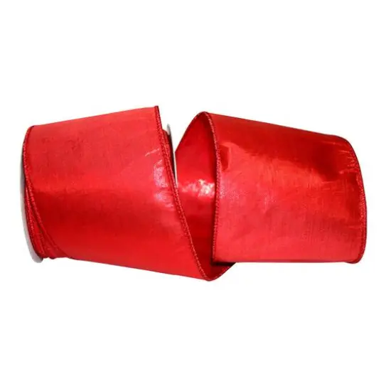 Reliant 4" Lam&eacute; Luxury Wired Ribbon Red {1}