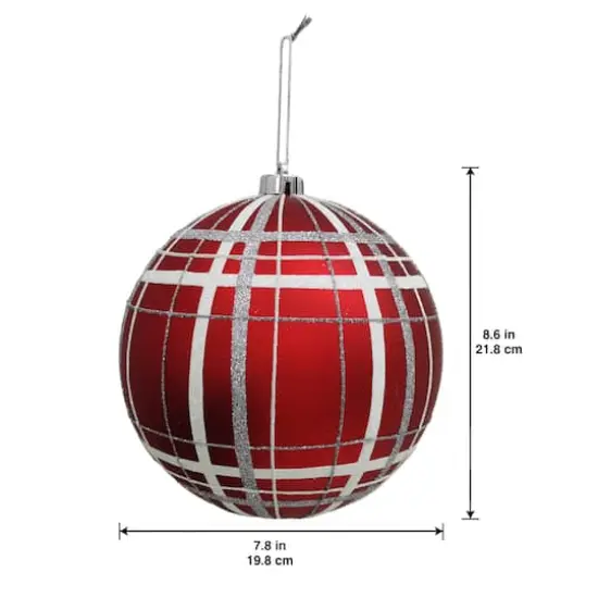 8.25" Red & Silver Glitter Jumbo Ball Ornament by Ashland&reg; {4}