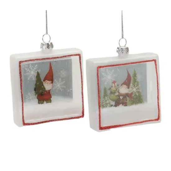 Glass Gnome Shadow Box Ornament Set {4}