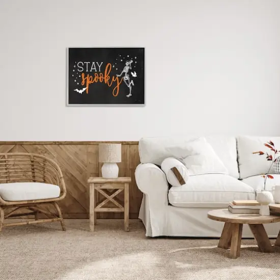 Stupell Industries Stay Spooky Skeleton Framed Giclee Art Gray {3}