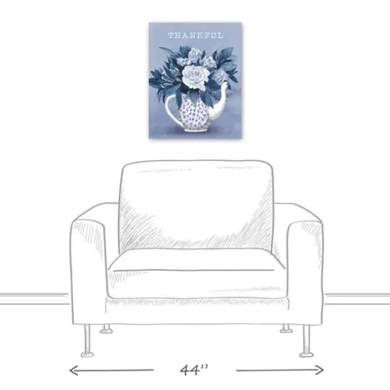 Thankful Teapot With Flowers Canvas Wall Art {6}