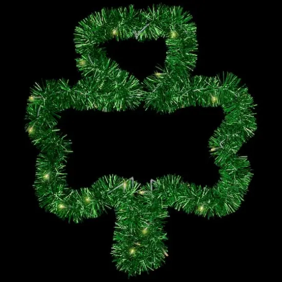 25" Green LED Lighted Tinsel Shamrock St. Patrick's Day Window Silhouette {1}