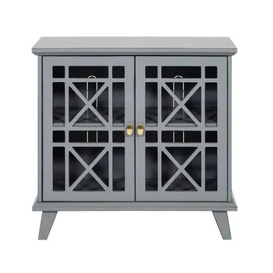 Walker Edison 32" Gray Fretwork Accent Storage Cabinet {5}