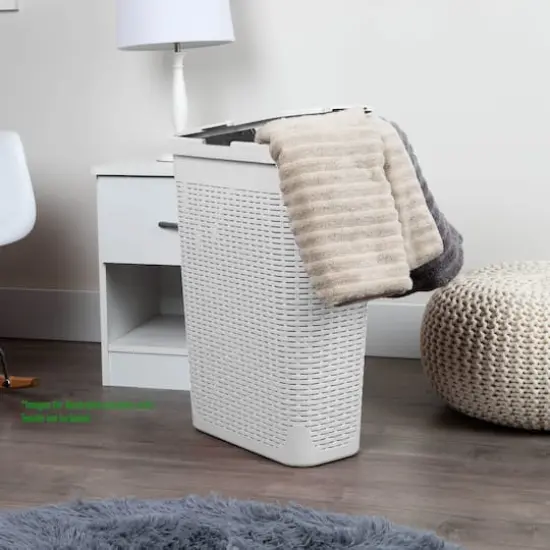 Mind Reader 23.5'' Slim Laundry Hamper with Cutout Handles White {3}