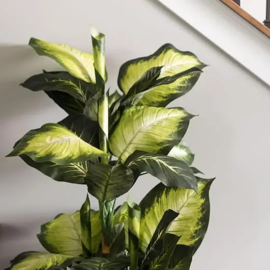 3.3ft. Potted Artificial Green & White Dumb Cane Tree {4}