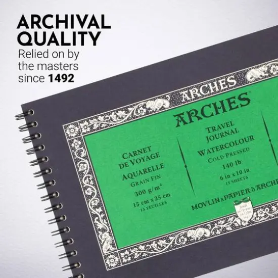 ARCHES&reg; Aquarelle 10" x 6" Cold Pressed Watercolor Travel Journal {6}