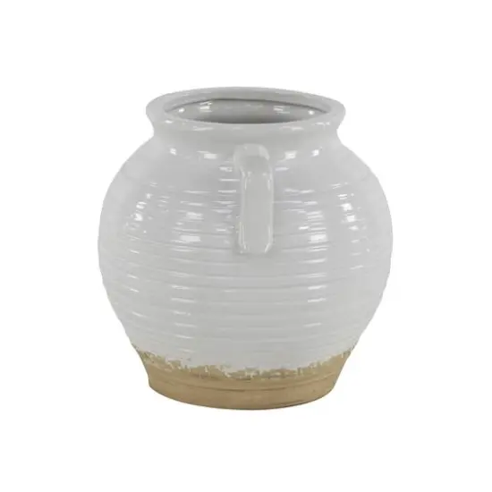 10" White Stoneware Vintage Planter {3}