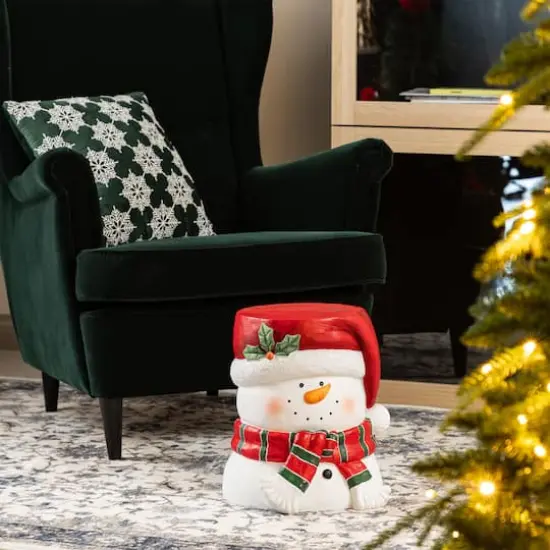 Glitzhome&reg; 14.25"H Christmas MGO Snowman Stool or Accent Table {4}