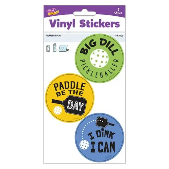 TREND Enterprises® Pickleball Pun Vinyl Stickers, 3 Per Pack, 6 Packs {4}