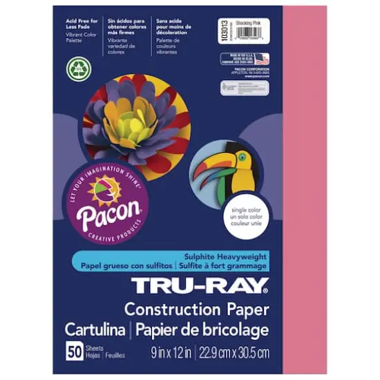 Pacon&reg; Tru-Ray&reg; 9" x 12" Construction Paper, 50 Sheets Shocking Pink {1}