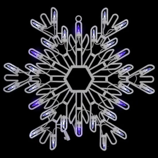 16" LED Lighted Pure White & Blue Snowflake Christmas Window Silhouette D&eacute;cor {5}