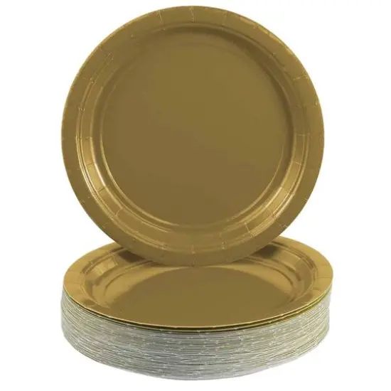 JAM Paper 7" Paper Party Plates, 50ct. Gold {4}