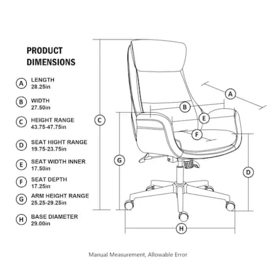 Glitzhome&reg; Mid-Century Modern Faux Leather Adjustable High Back Swivel Office Chair Cream White {4}