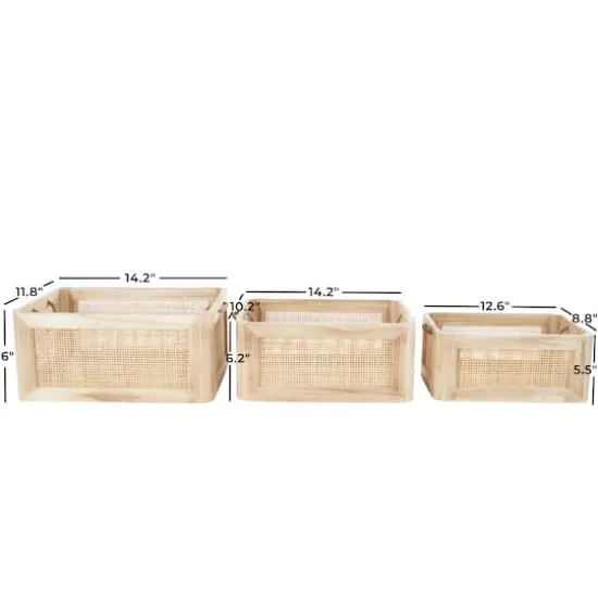 Light Brown Rattan Woven Basket with Rope Handles, 3ct. {8}