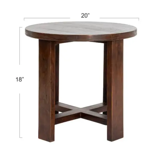 Hello Honey&reg; Elegant Acacia Trestle Round End Table Walnut {6}