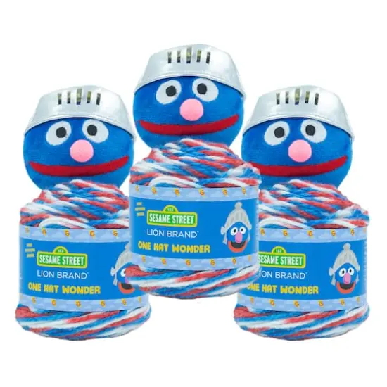 3 Pack Lion Brand&reg; Sesame Street&reg; One Hat Wonder Yarn Super Grover {1}