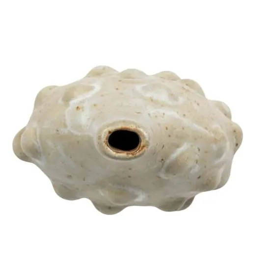 Hello Honey&reg; 8" White Stoneware Vase with Raised Dots & Reactive Glaze {8}