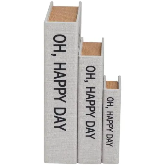 Light Gray Oh, Happy Day Linen Storage Book Box Set {6}