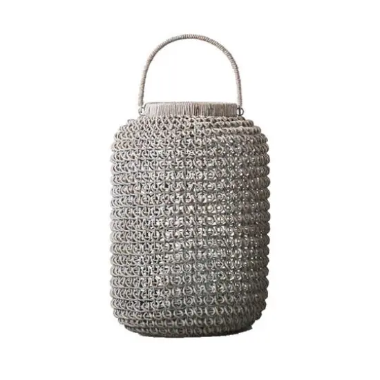 Hello Honey&reg; 20'' Medium Whitewashed Woven Water Hyacinth Lantern {1}