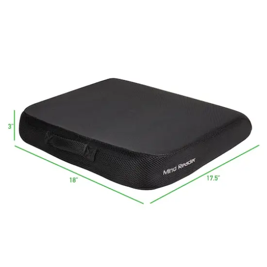 Mind Reader 18" Black Anti-Slip Seat Cushion with Carry Handle {4}