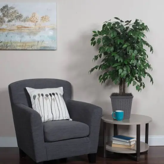 4ft. Artificial Ficus Bush with Black Plastic Pot {6}