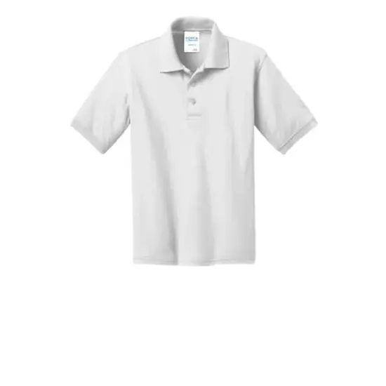 Port & Company&reg; Youth Core Blend Jersey Knit Polo White {1}