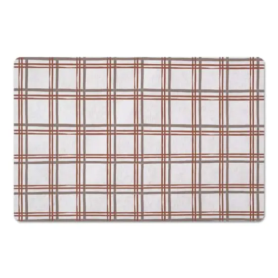 Holiday Plaid on White Floor Mat {1}
