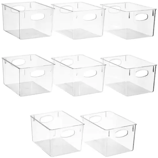 Sorbus 11.25" Clear Plastic Handled Bin Set {1}