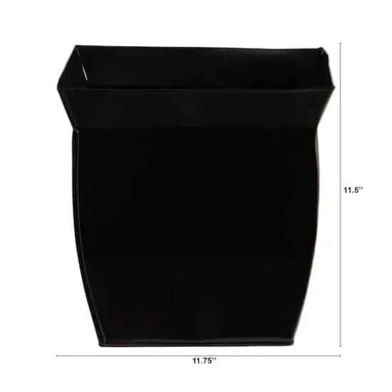11.5" Black Fluted Metal Square Planter {3}