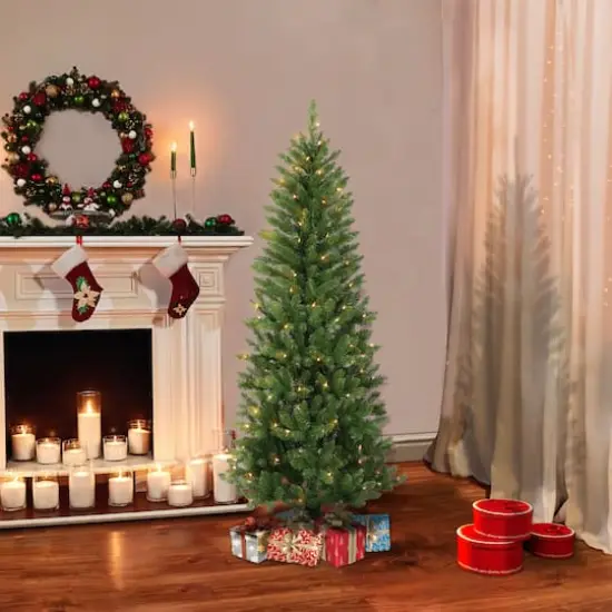 5ft. Pre-Lit Carson Pine Artificial Christmas Tree, Clear Lights {4}