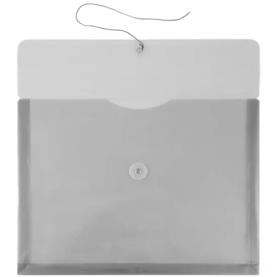 JAM Paper Letter Booklet Plastic Envelopes with Button & String Tie Closure, 12ct. Smoke Gray {4}