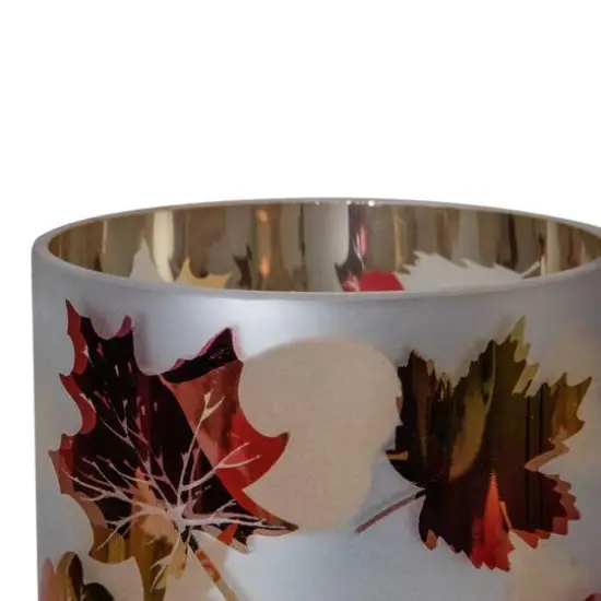 6" Matte Autumn Leaf Flameless Glass Candle Holder {4}