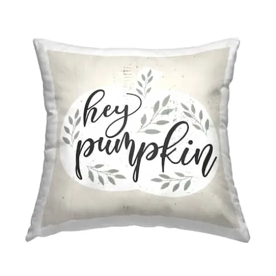 Stupell Industries Hey Pumpkin Charming Botanical Silhouette Foliage Throw Pillow {1}