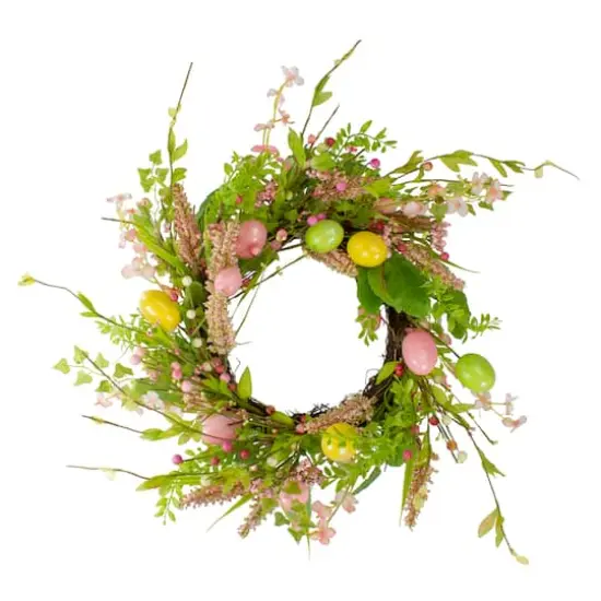 20" Pink & Green Easter Egg With Berry Floral Springtime Wreath {1}