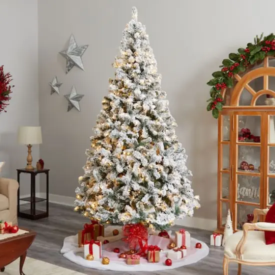 10ft. Pre-Lit Flocked West Virginia Fir Artificial Christmas Tree, Clear LED Lights {3}