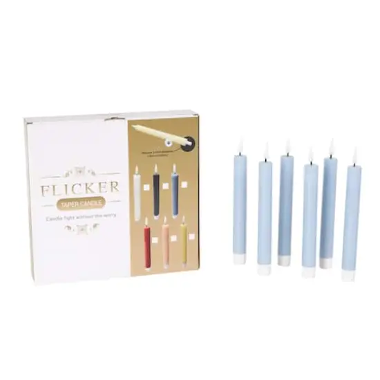 8" Flameless Wax Candles with Remote Control, 6ct. Light Blue {1}