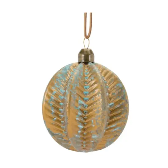 Blue & Brown Distressed Ribbed Glass Ornament Set {3}