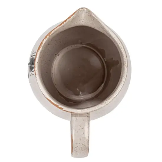 Hello Honey&reg; 50oz. White & Black Reactive Glaze Flower Design Debossed Stoneware Pitcher {7}