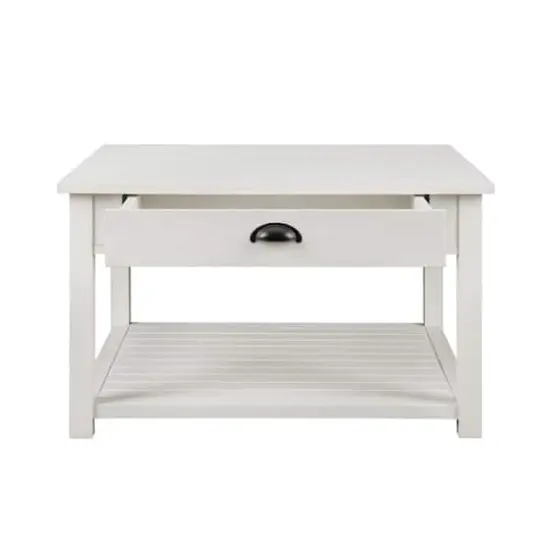30" Brushed White Square Country Coffee Table {3}