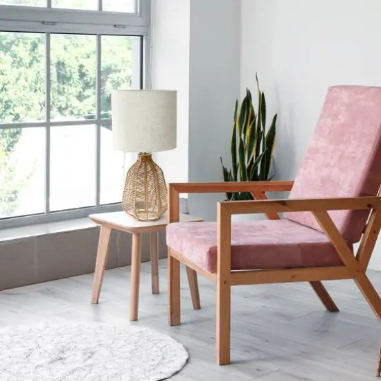 Lalia Home 21" Rattan Paper Rope Table Lamp with Shade Natural with light beige shade {6}