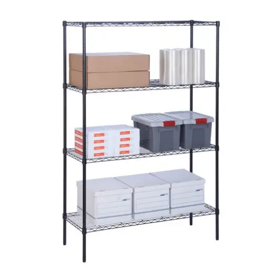 Honey Can Do Black 4-Tier Heavy Duty Adjustable Shelving Unit {1}