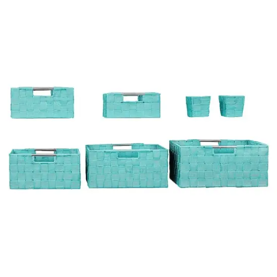 Sorbus 7-Piece Stackable Tote Basket Set with Handles Aqua {4}