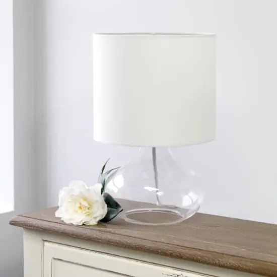 Simple Designs&trade; 14" Glass Raindrop Table Lamp with White Shade Clear with White Shade {5}