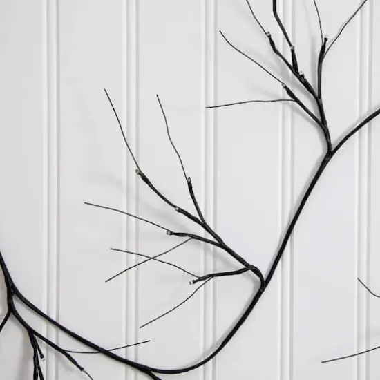 6.5ft. Pre-Lit Artificial Halloween Black Twig Garland with 48 Purple LED Lights {6}