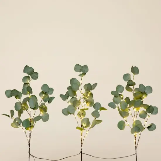23" Pre-Lit Eucalyptus Branch Stem Set {4}