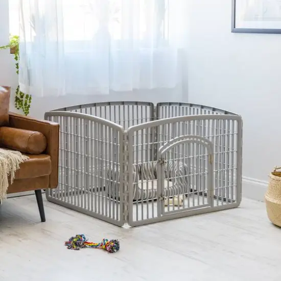IRIS&reg; Gray 4-Panel Pet Playpen with Door {6}